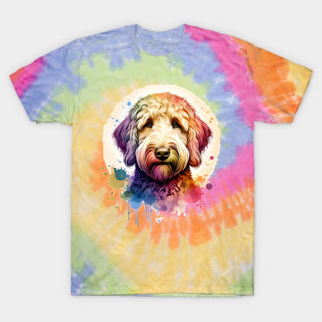 Yellow Labradoodle Dog Watercolor Artwork T-Shirt by Sassee Designs